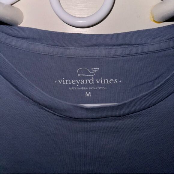 Vineyard Vines Men's Slate Blue Long Sleeve T-Shirt with Orange Fish - Picture 2 of 5